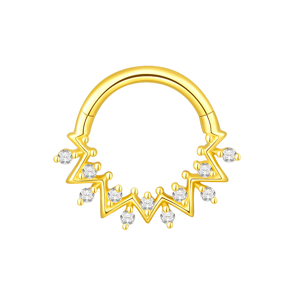 18K Gold Hinged Segment Ring Clicker with Natural Diamonds