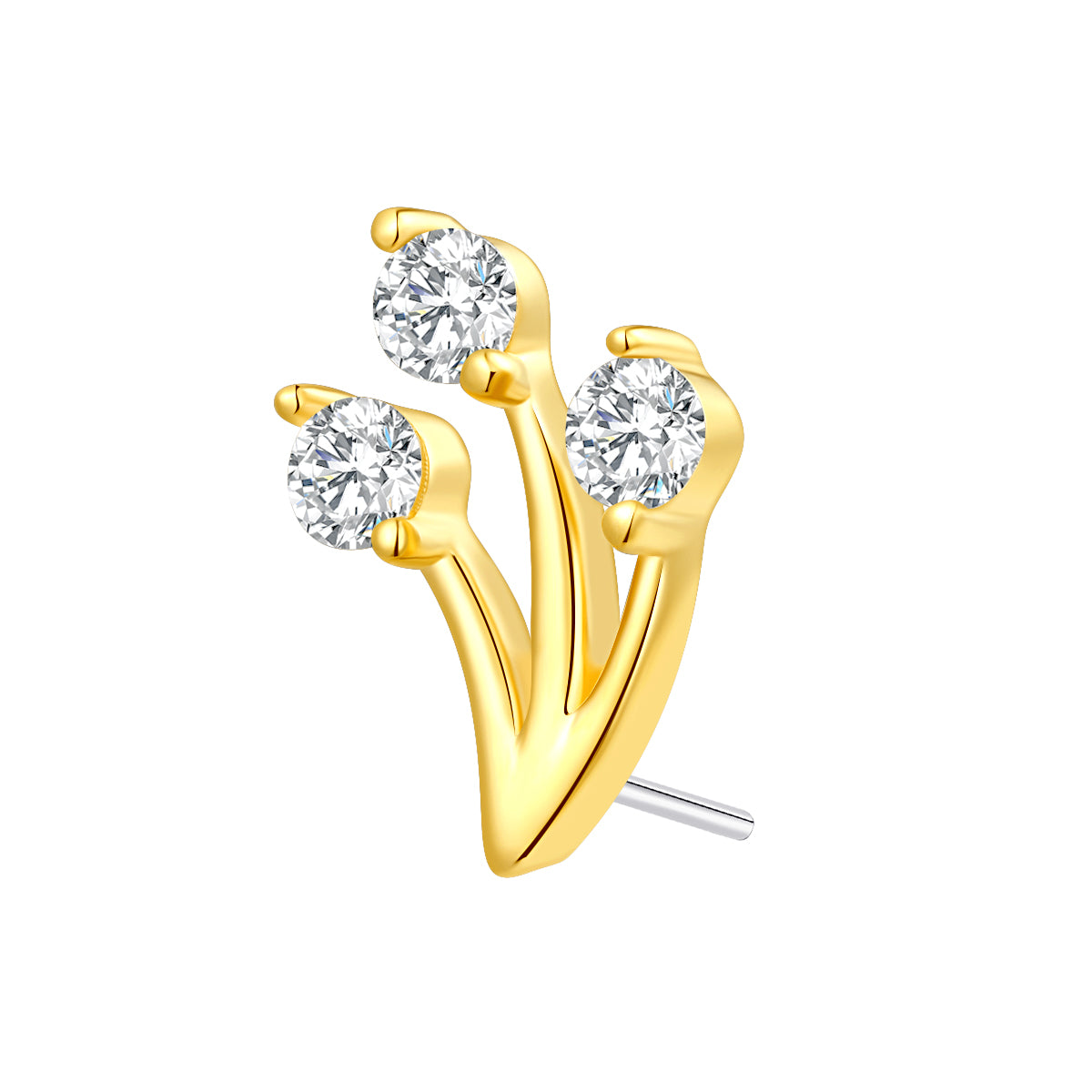 18K Solid Gold Piercing Top with Lab-Grown Diamond, 9 × 5.9mm