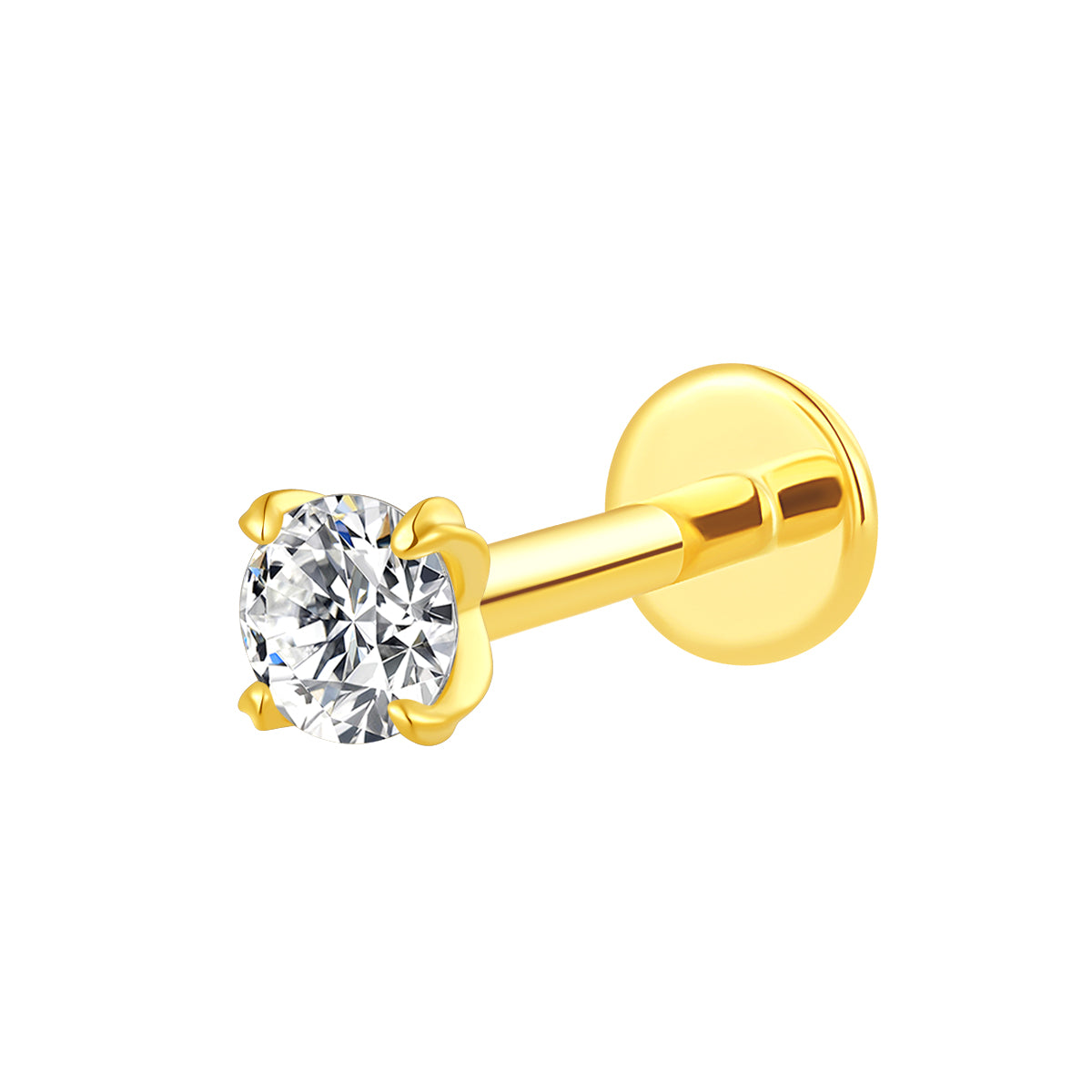 18K Gold Round Natural Diamond Threadless Top