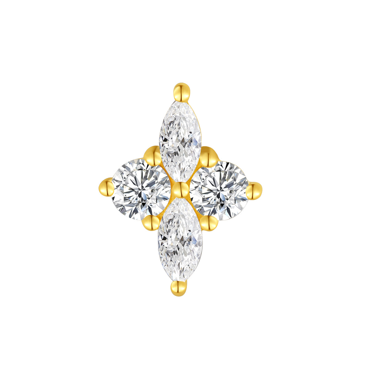 18K Gold Round & Marquise Natural Diamond Threadless Top