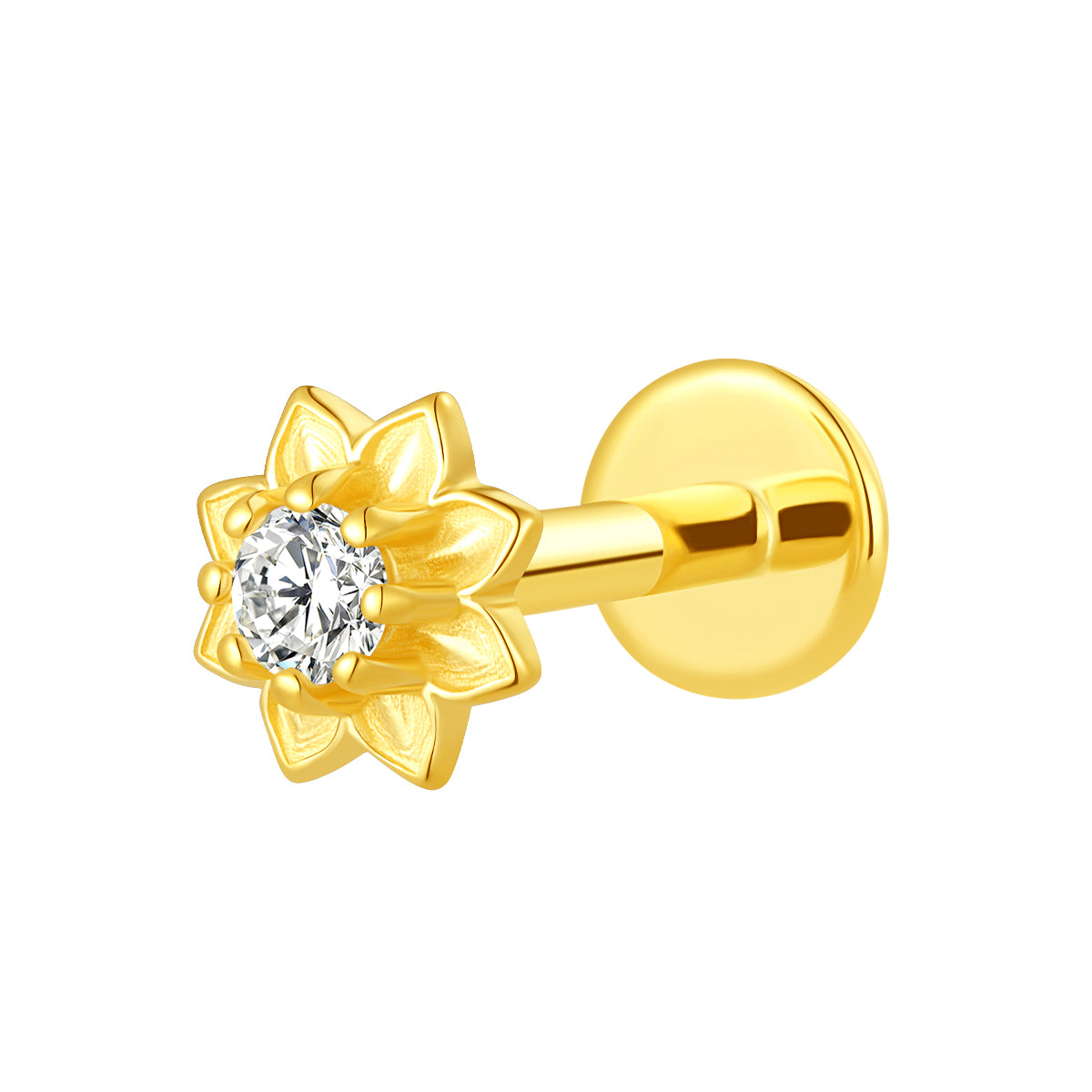 18K Gold Sunflower Threadless Top with Natural Diamond