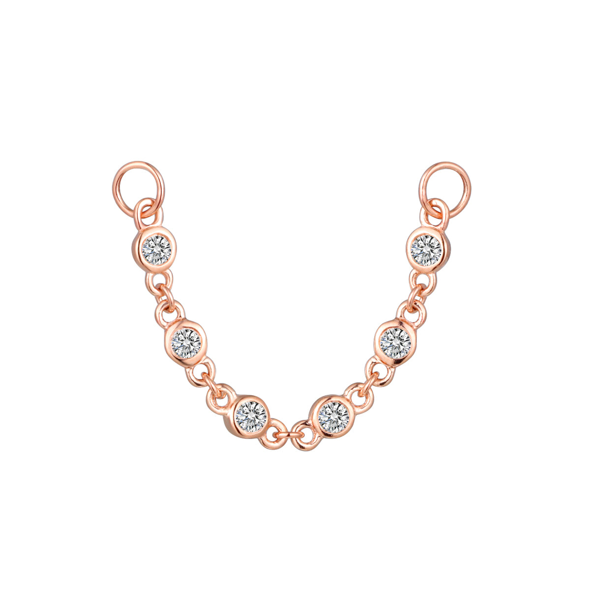 18K Solid Gold Lab-Grown Diamond Piercing Chain, 28mm