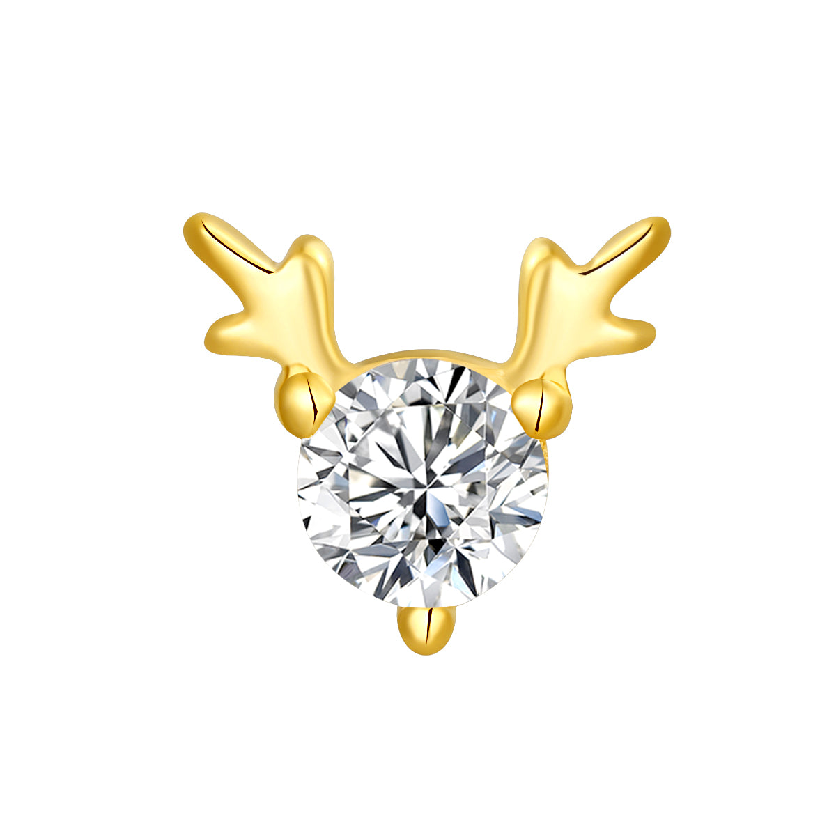 18K Solid Gold Deer Lab-Grown Diamond Threadless Piercing Top