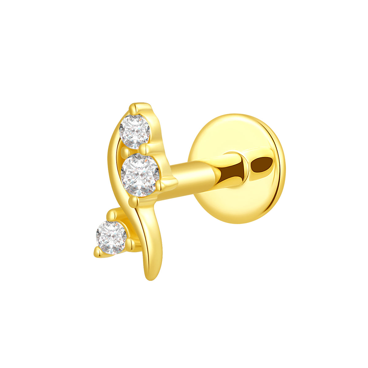 18K Solid Gold Threadless Top with Lab-Grown Diamond, 8.2 × 3.5mm