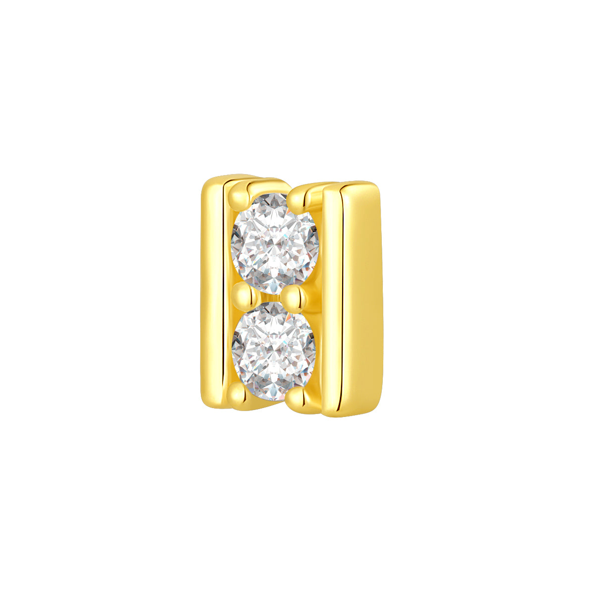 14K Gold Double Stone Threadless Top with Lab-Grown Diamonds