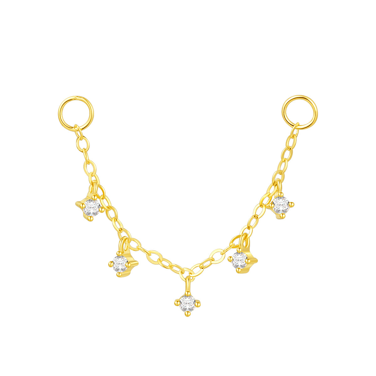 14K Gold Chain Piercing with Lab-Grown Diamonds – 30mm