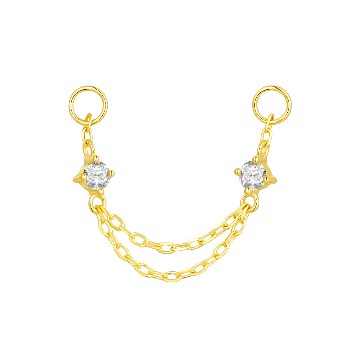 14K Gold Chain Piercing with Lab-Grown Diamonds – 26mm
