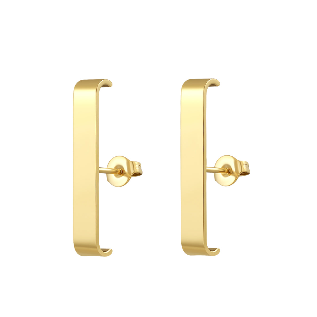 PVD Gold ASTM F136 Titanium Bar Earrings 0.8×11mm / 24.8×4mm