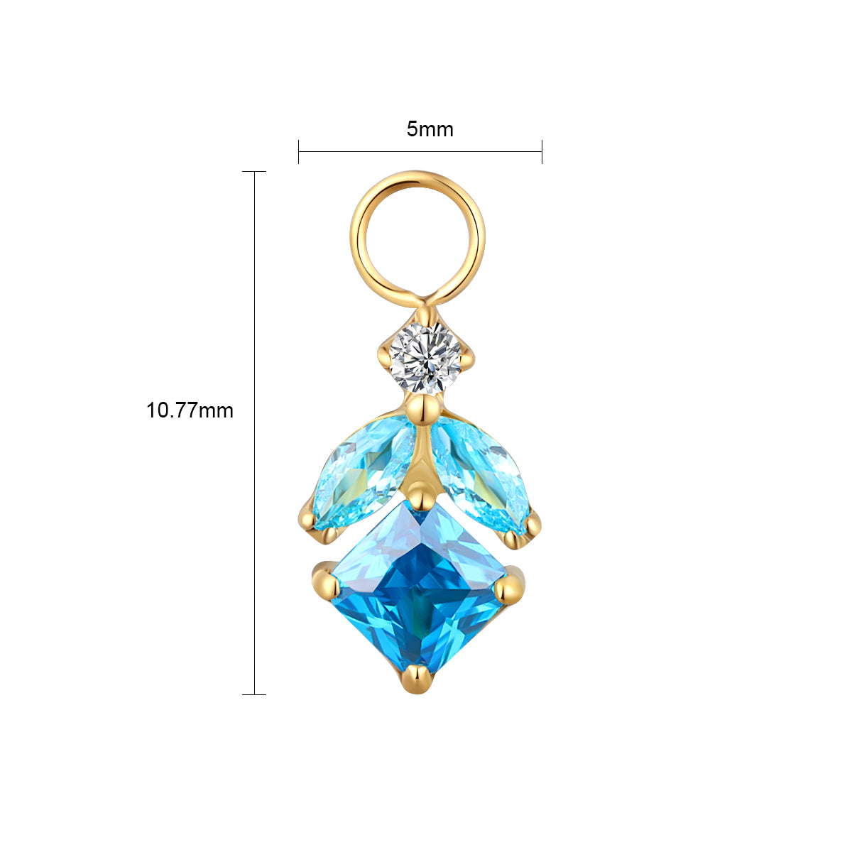 ASTM F136 Titanium Blue CZ Charm