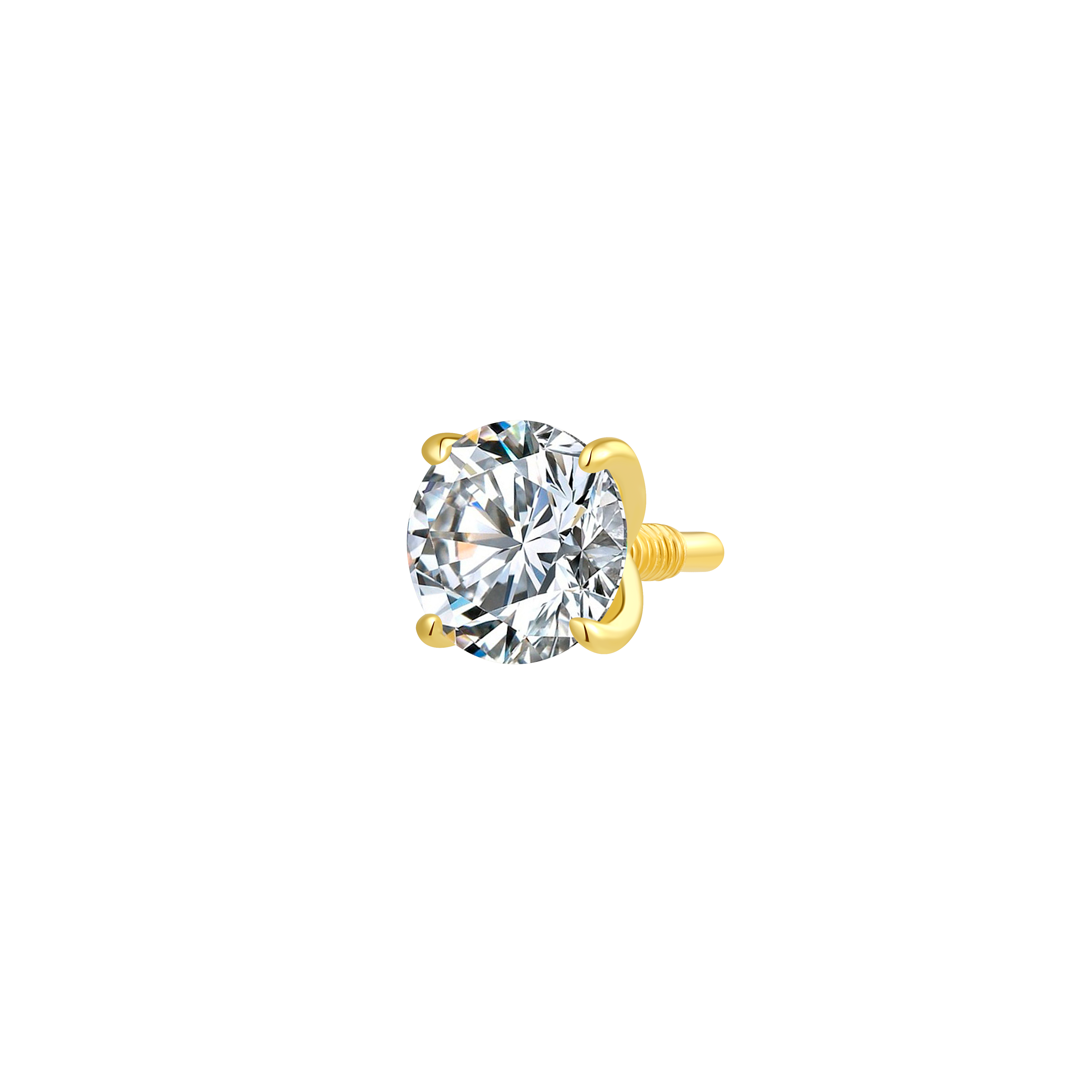 14K Gold Round Lab-Grown Diamond Internal Thread Piercing | NYONDIAMOND