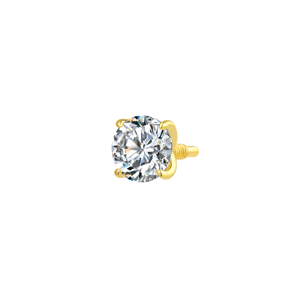 Diamond Body Thread 14K Gold Round Lab-Grown Diamond Internal Thread Piercing | NYONDIAMOND
