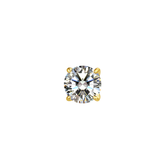 14K Gold Round Lab-Grown Diamond Long Thread Internal Piercing