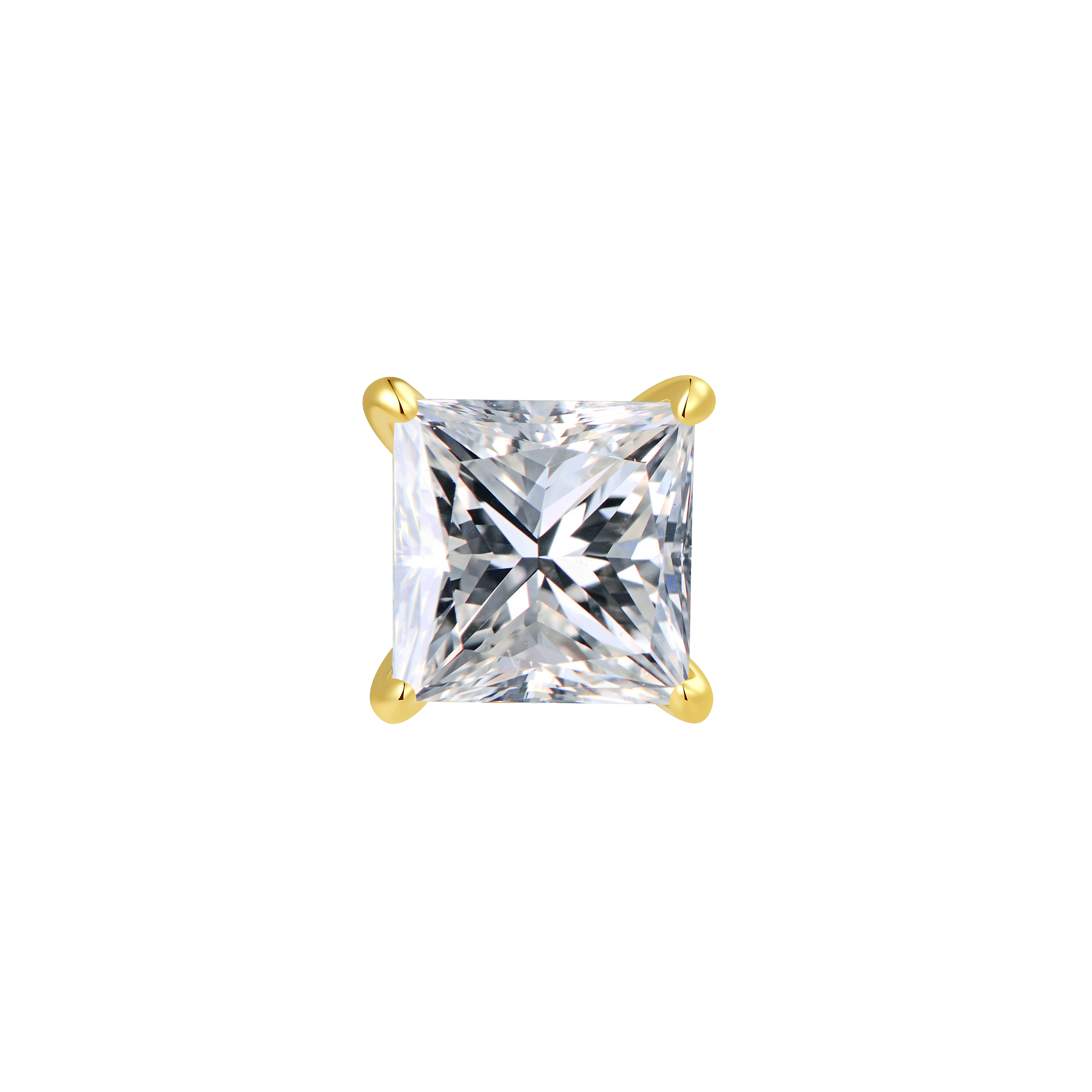 14K Gold Square Lab-Grown Diamond Long Thread Piercing | NYONDIAMOND