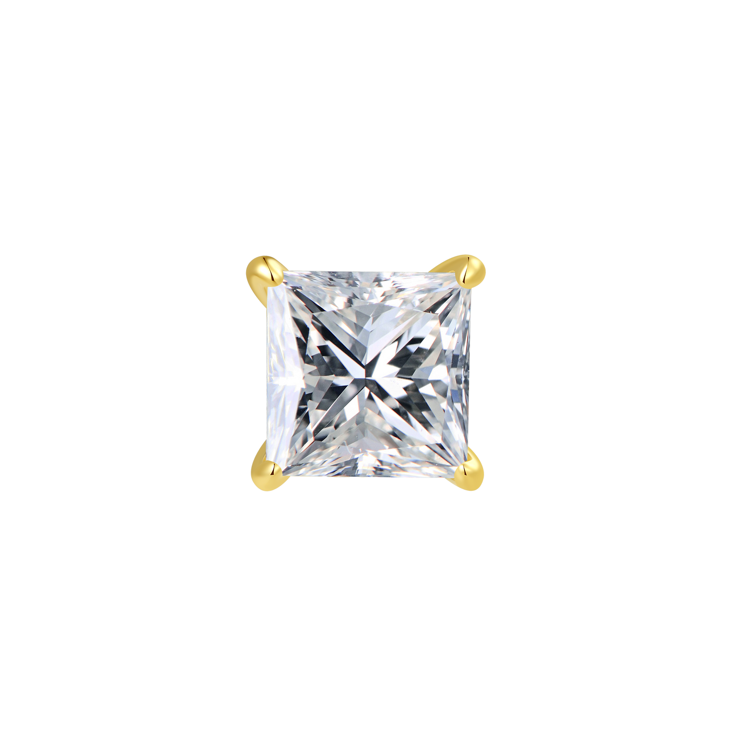 14K Gold Long Thread Top Piercing with Square Shape Lab-Grown Diamond