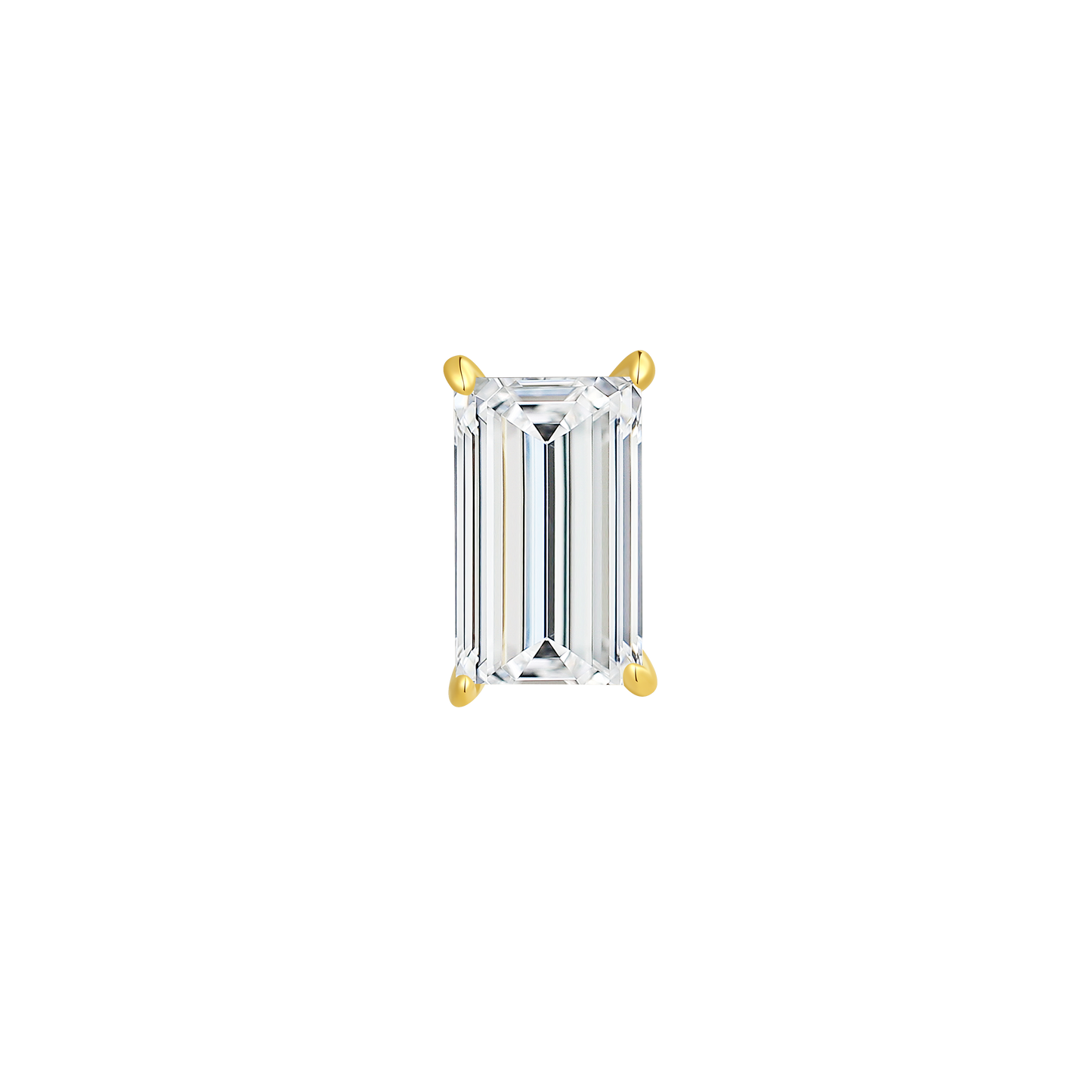 14K Gold Baguette Lab-Grown Diamond Long Thread Internal Piercing
