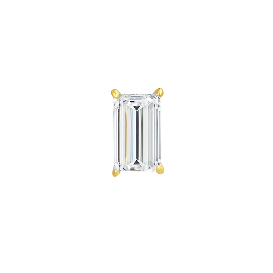 14K Gold Baguette Lab-Grown Diamond Long Thread Internal Piercing