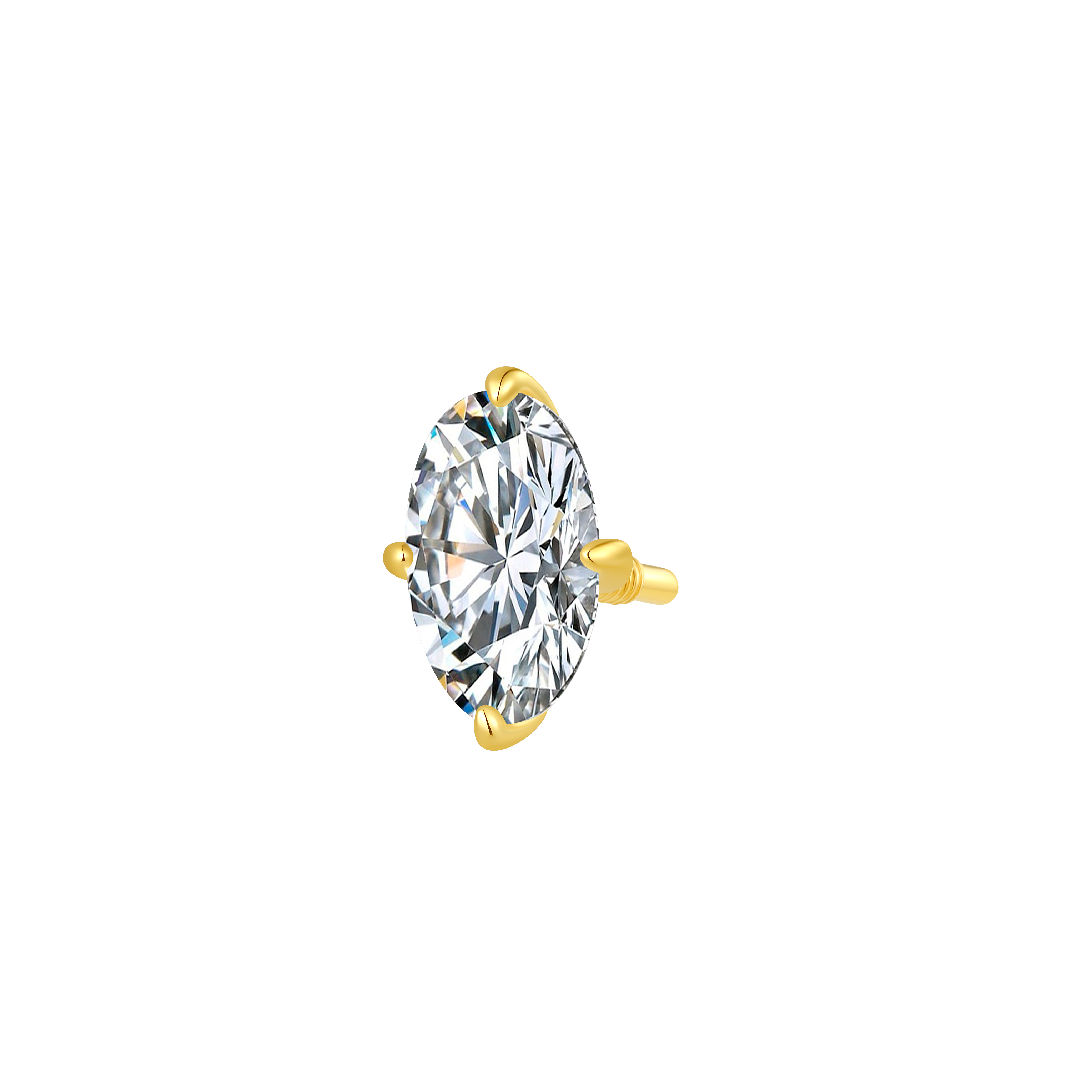 14K Gold Oval Lab-Grown Diamond Internal Thread Piercing | NYONDIAMOND