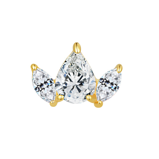 18K Solid Gold Piercing Top with Lab-Grown Diamond, 4.9 × 6.7mm