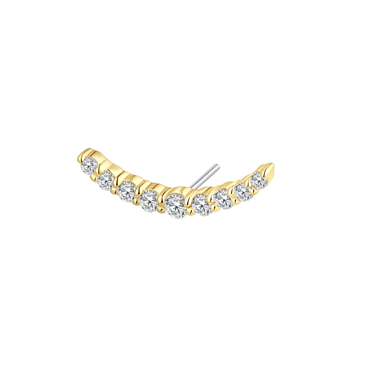 18K Solid Gold Threadless Top with Lab-Grown Diamond, 12 × 3.5mm