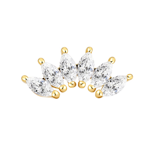 18K Solid Gold Curved Lab-Grown Diamond Cluster Threadless Piercing Top