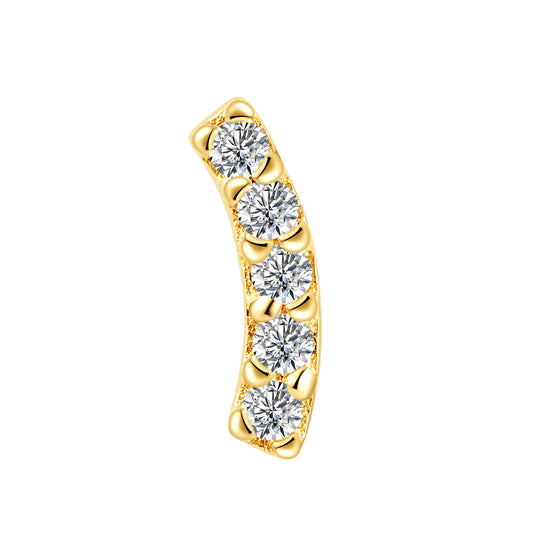 18K Solid Gold Curved Lab-Grown Diamond Threadless Piercing Top