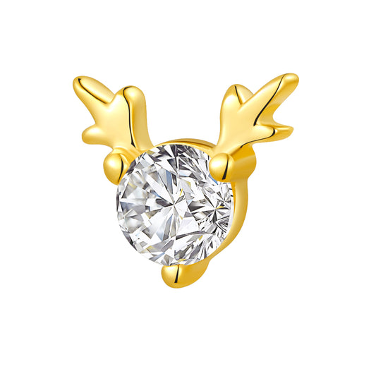 18K Solid Gold Deer Lab-Grown Diamond Threadless Piercing Top