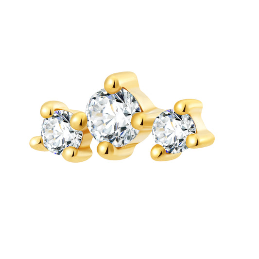 18K Gold Three-Stone Lab-Grown Diamond Threadless Piercing Top