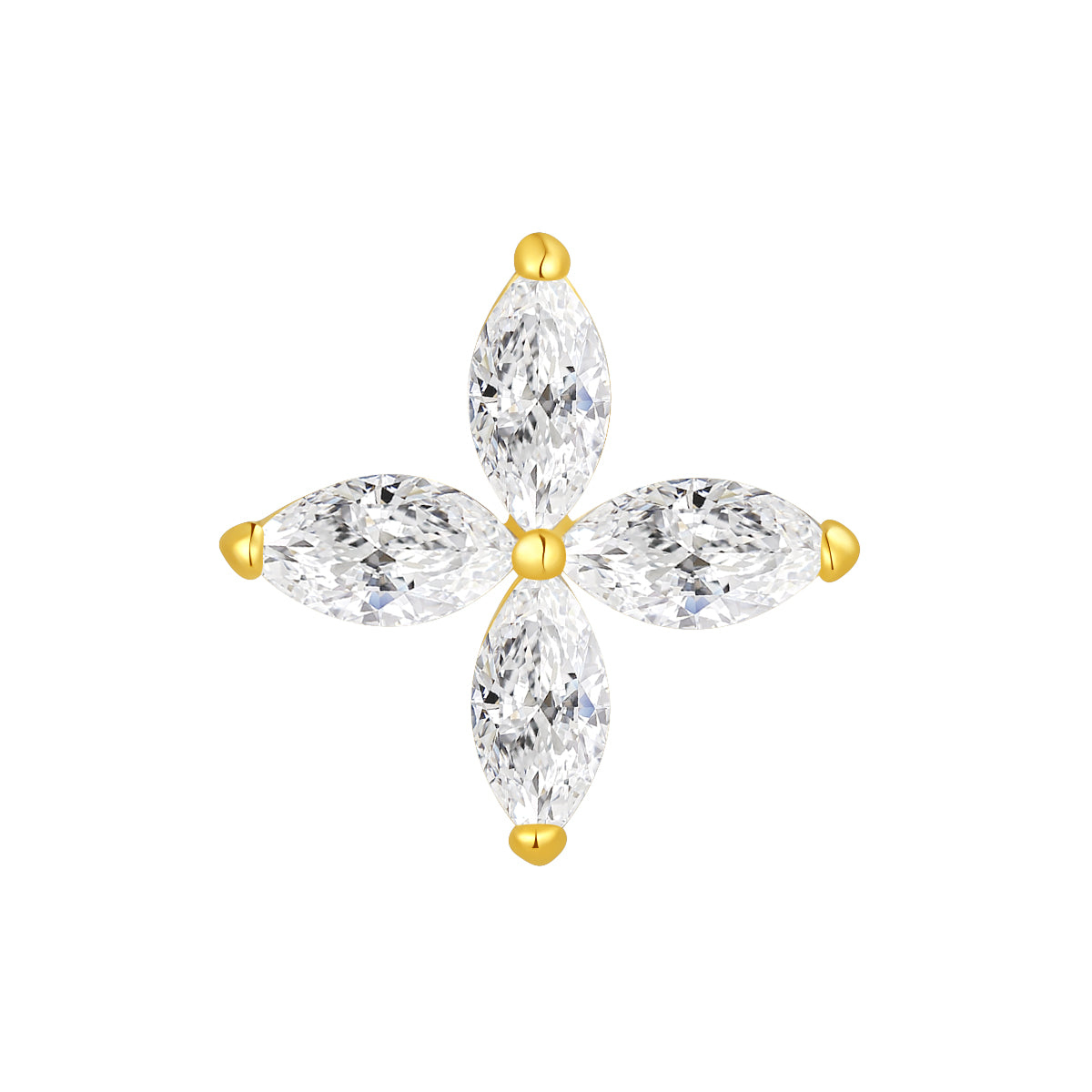 18K Gold Marquise Natural Diamond Floral Threadless Top