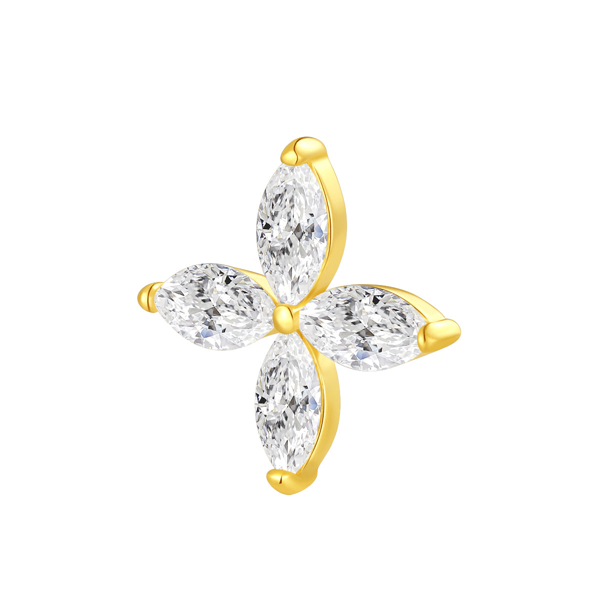 18K Gold Marquise Natural Diamond Floral Threadless Top