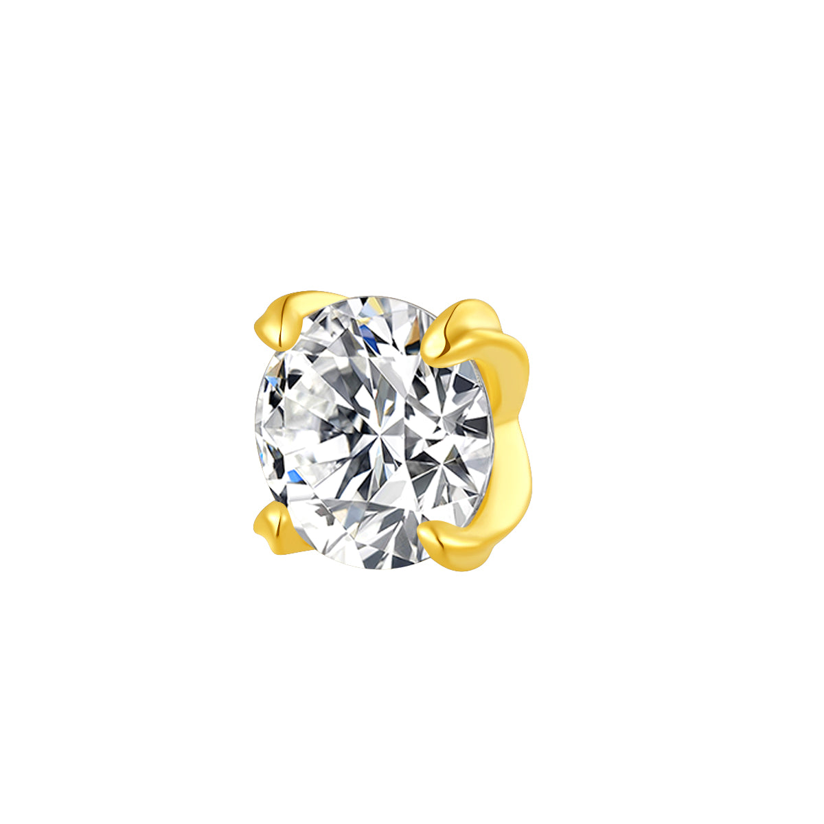 18K Gold Round Natural Diamond Threadless Top