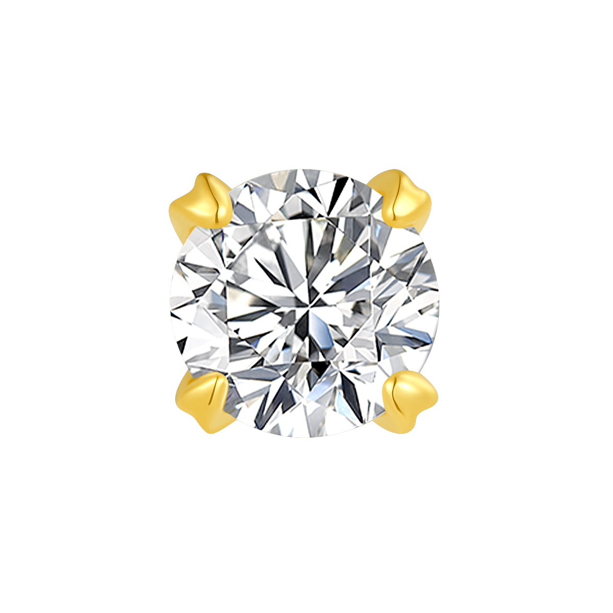 18K Gold Round Natural Diamond Threadless Top