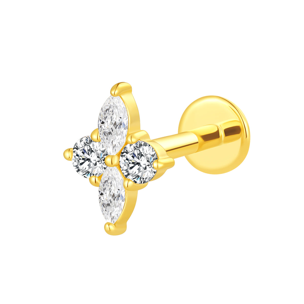 18K Gold Round & Marquise Natural Diamond Threadless Top