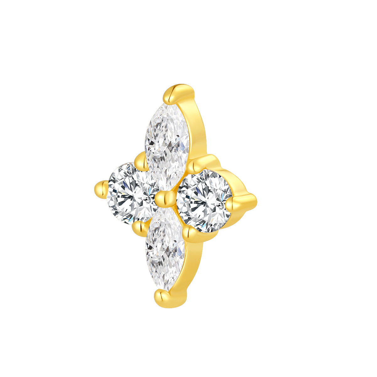 18K Gold Round & Marquise Natural Diamond Threadless Top