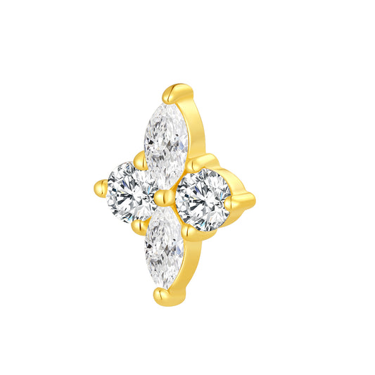 18K Gold Round & Marquise Natural Diamond Threadless Top