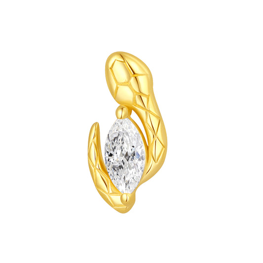 18K Gold Snake Threadless Top with Marquise Natural Diamond
