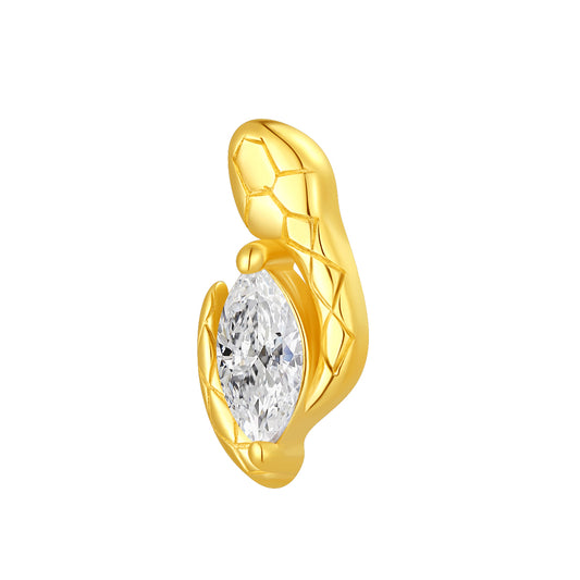 18K Gold Snake Threadless Top with Marquise Natural Diamond