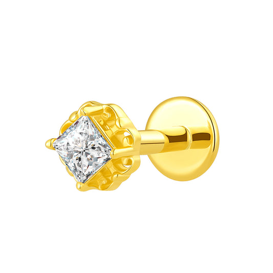 18K Gold Princess Cut Natural Diamond Threadless Top