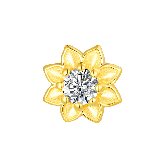 18K Gold Sunflower Threadless Top with Natural Diamond