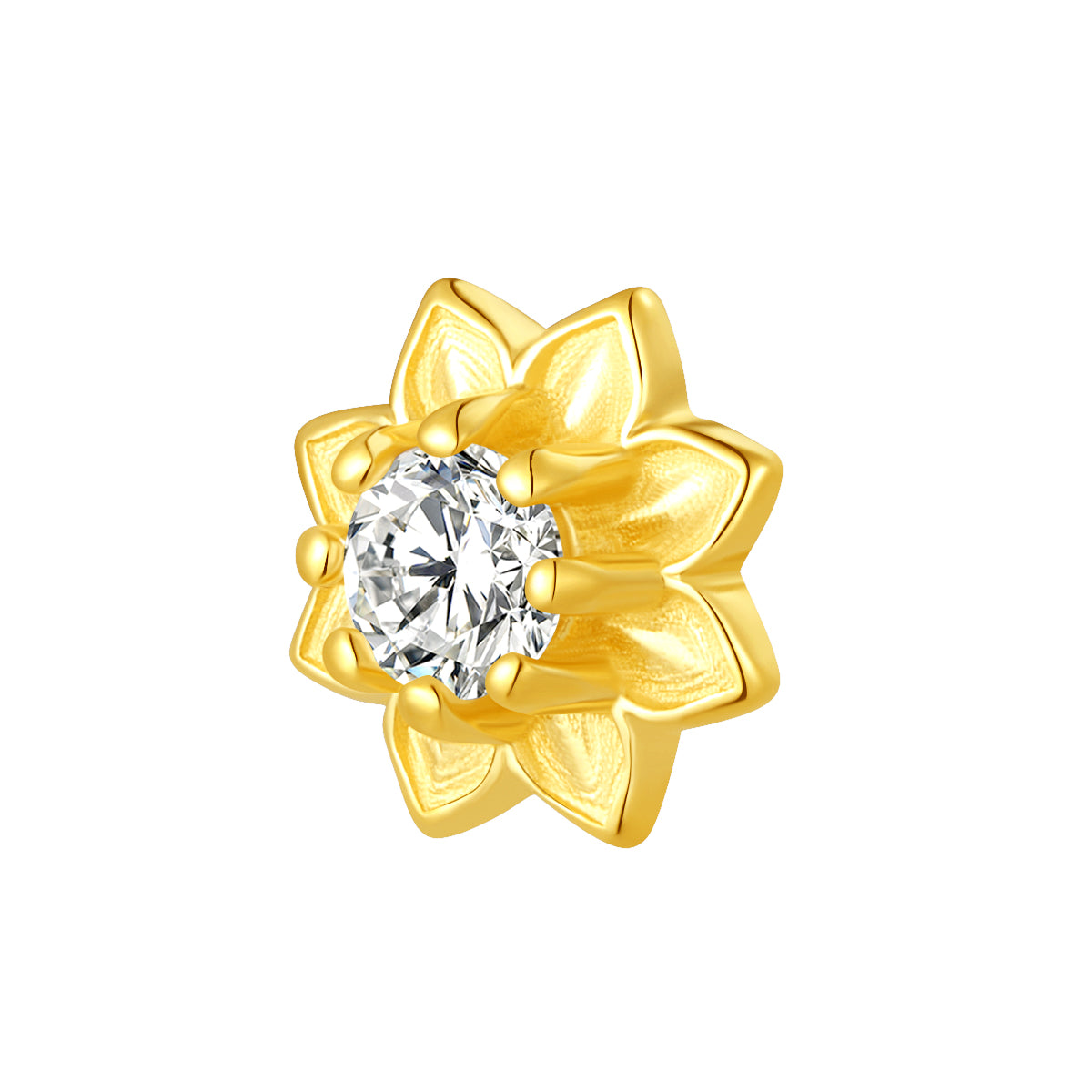 18K Gold Sunflower Threadless Top with Natural Diamond