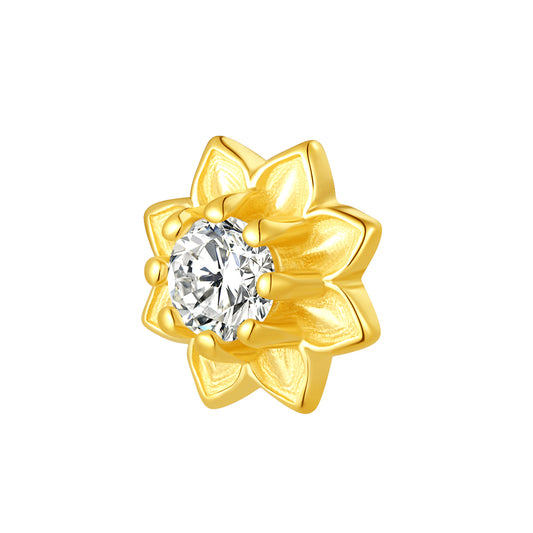 18K Gold Sunflower Threadless Top with Natural Diamond