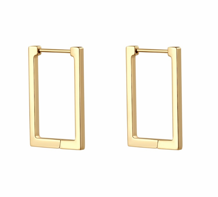 ASTM F136 Titanium Hypoallergenic Multiple Size Classic Rectangular Designed Earrings