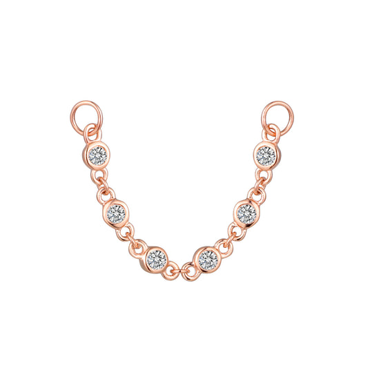 18K Solid Gold Lab-Grown Diamond Piercing Chain, 28mm