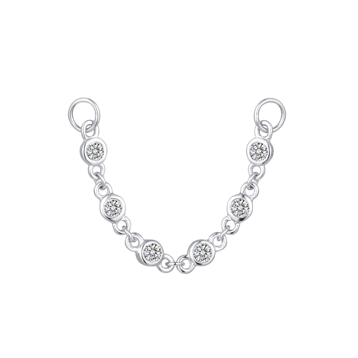18K Solid Gold Lab-Grown Diamond Piercing Chain, 28mm