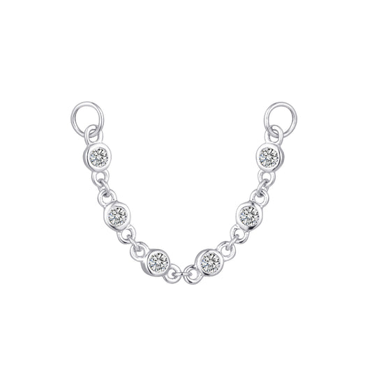 18K Solid Gold Lab-Grown Diamond Piercing Chain, 28mm