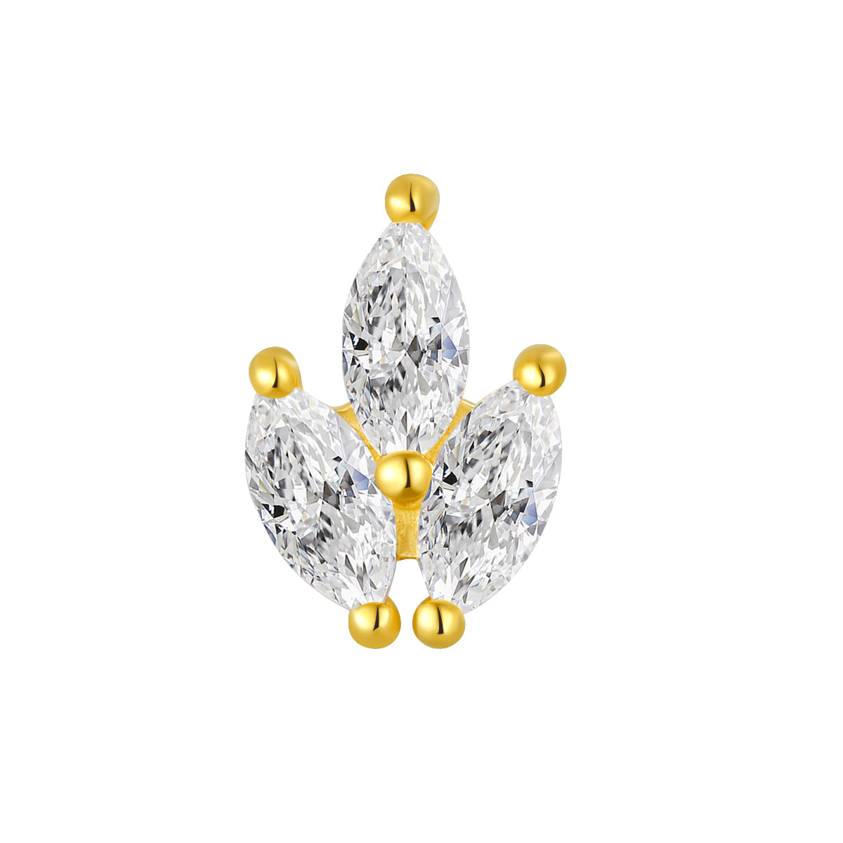 18K Solid Gold Threadless Top with Lab-Grown Diamond, 5.5 × 3.6mm