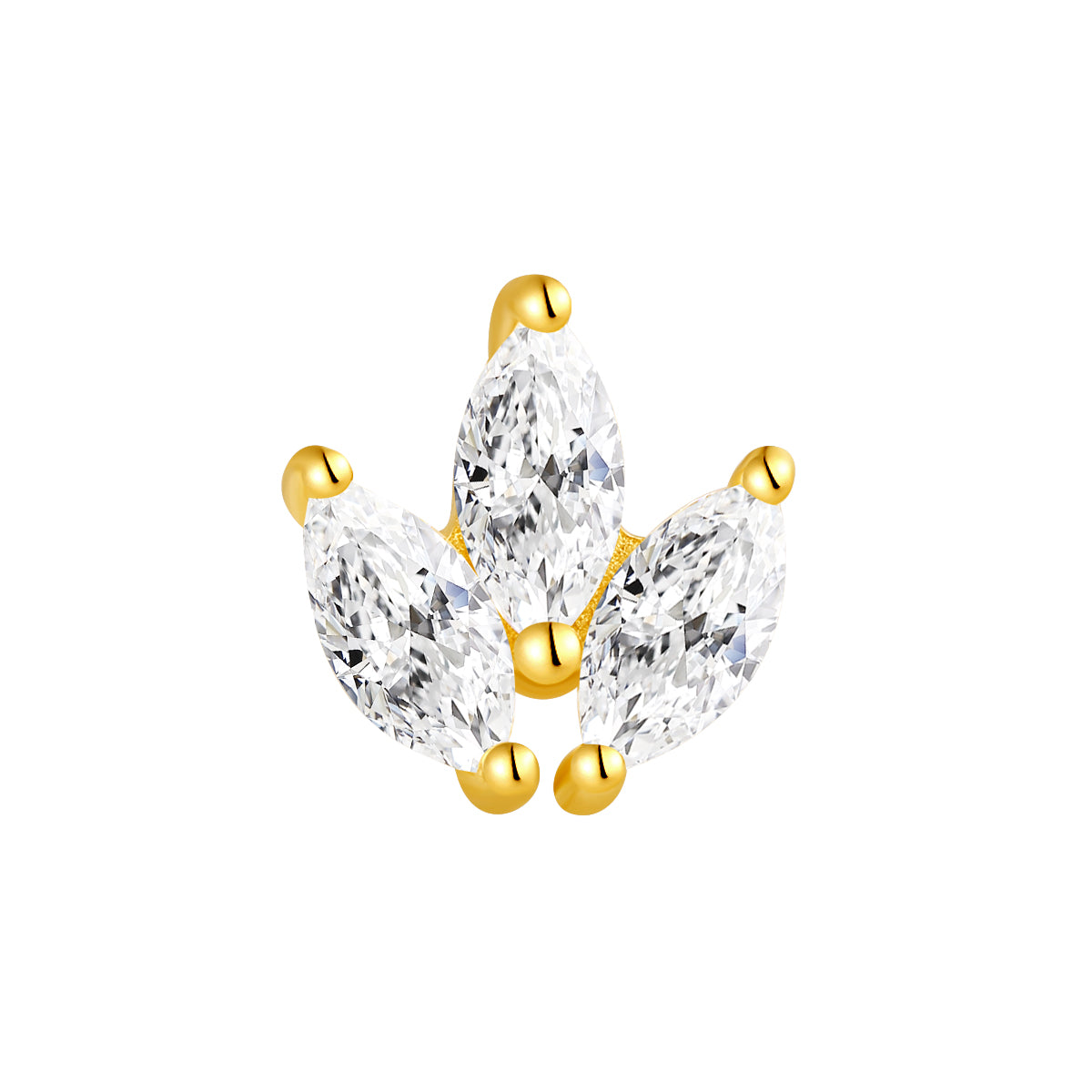 18K Solid Gold Marquise Lab-Grown Diamond Cluster Threadless Piercing Top