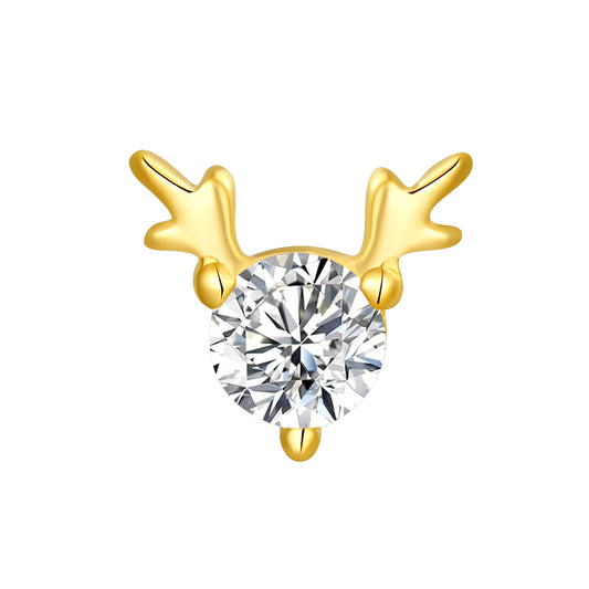 18K Solid Gold Deer Lab-Grown Diamond Threadless Piercing Top
