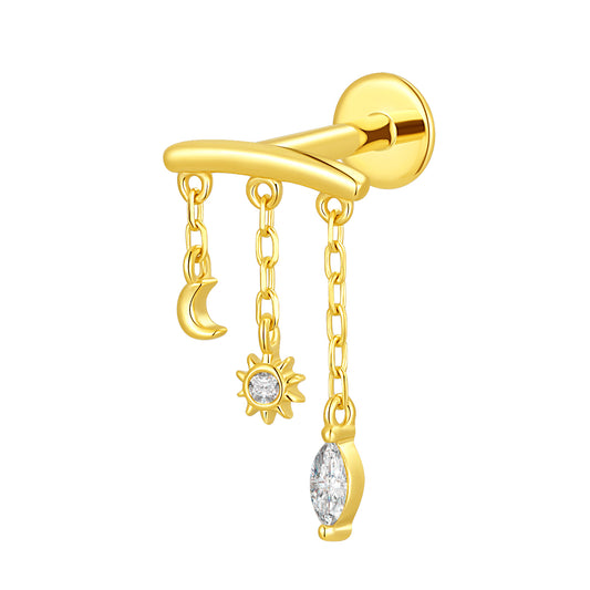 14K Gold Threadless Top with Lab-Grown Diamonds