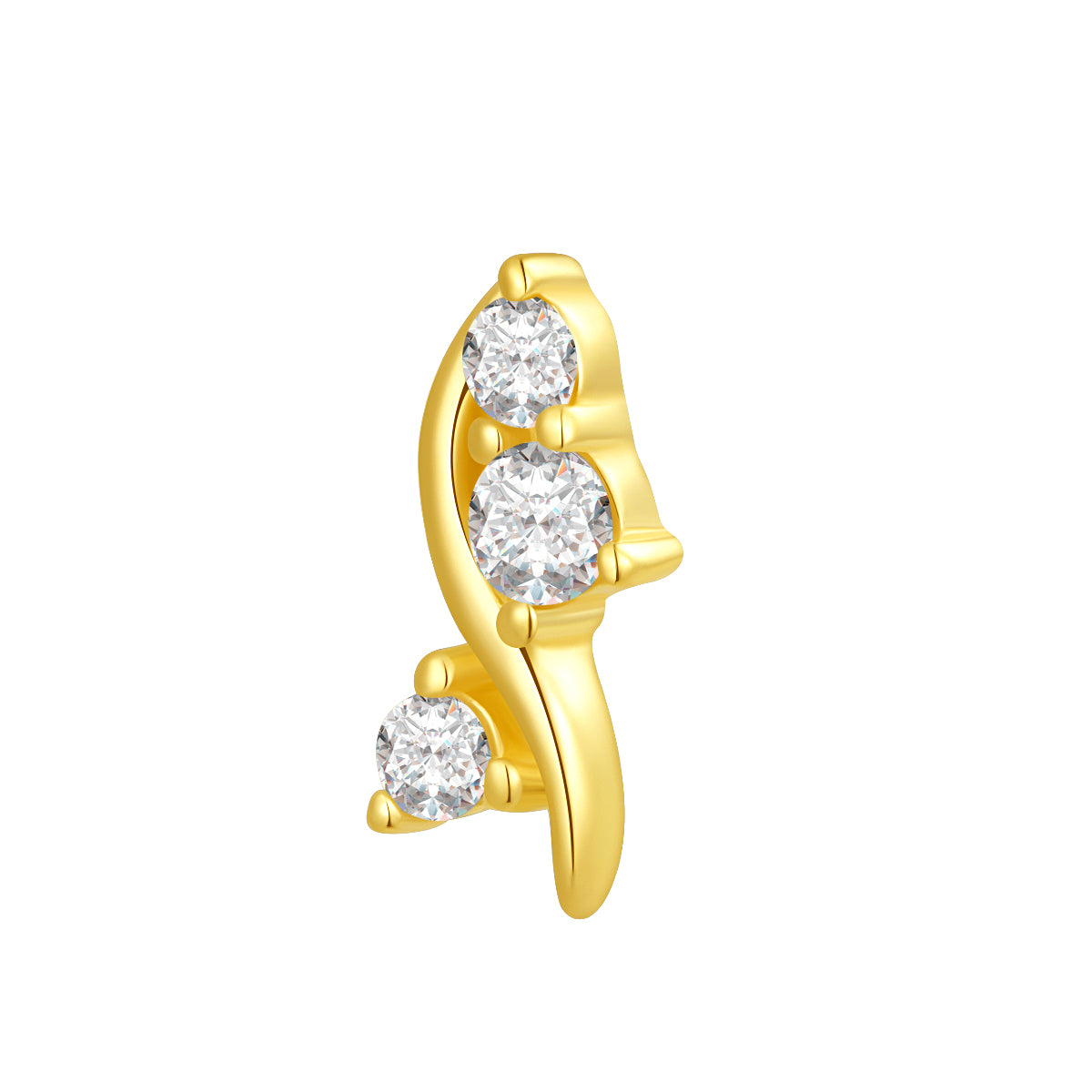 18K Solid Gold Threadless Top with Lab-Grown Diamond, 8.2 × 3.5mm