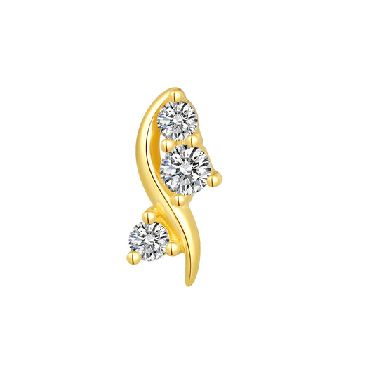 18K Solid Gold Threadless Top with Lab-Grown Diamond, 8.2 × 3.5mm